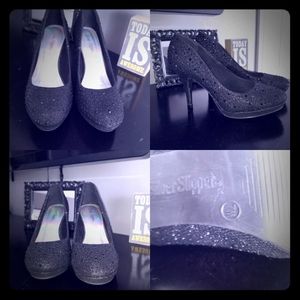 Black bling heels